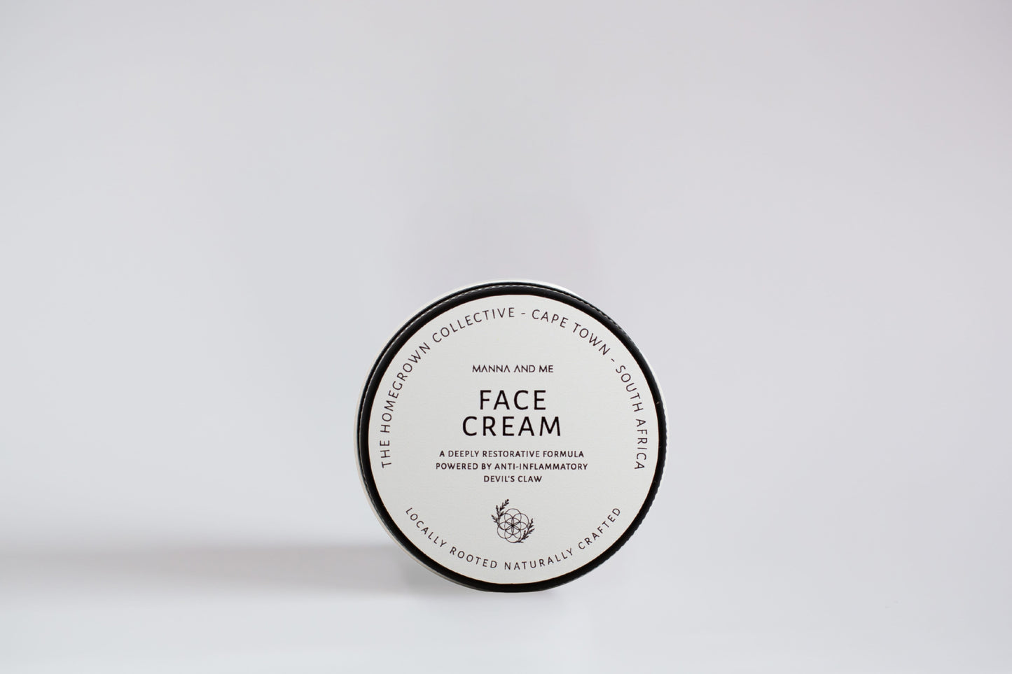 Manna and Me Soothing Face Cream enriched with Devil's Claw and Sour Fig, a lightweight non-greasy daily moisturizer for sensitive skin